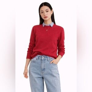 100% Cashmere red Sweater Women Spring Lightweight Luxury Soft Knit 03